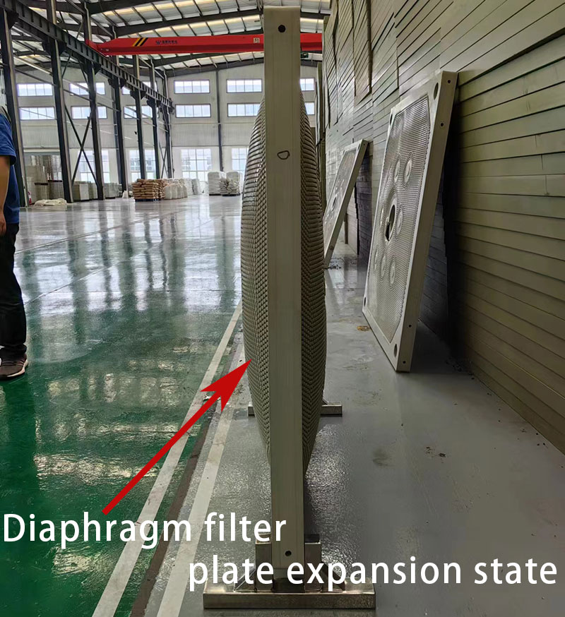 Diaphragm filter plate expansion state