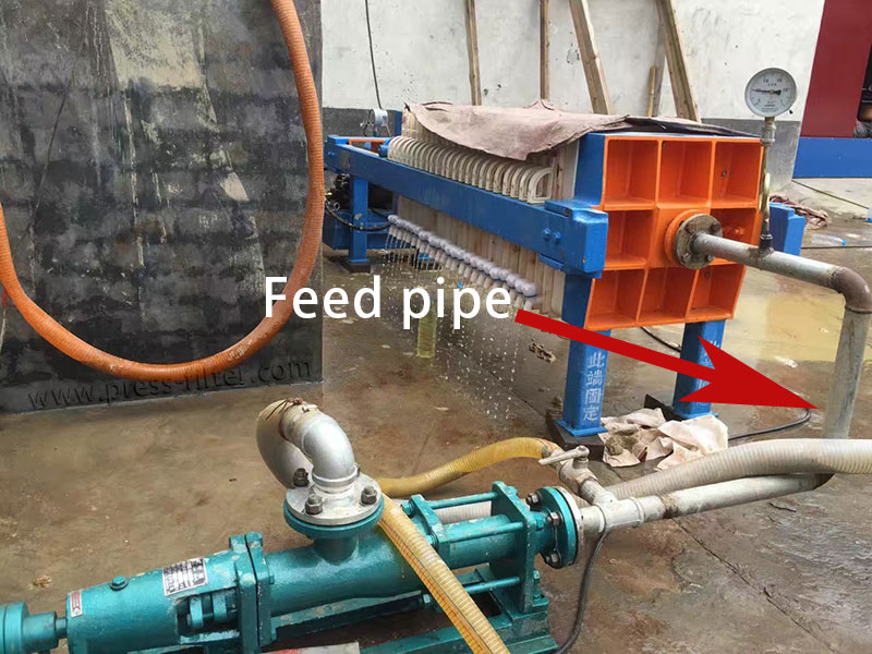 Filter press feed pipe